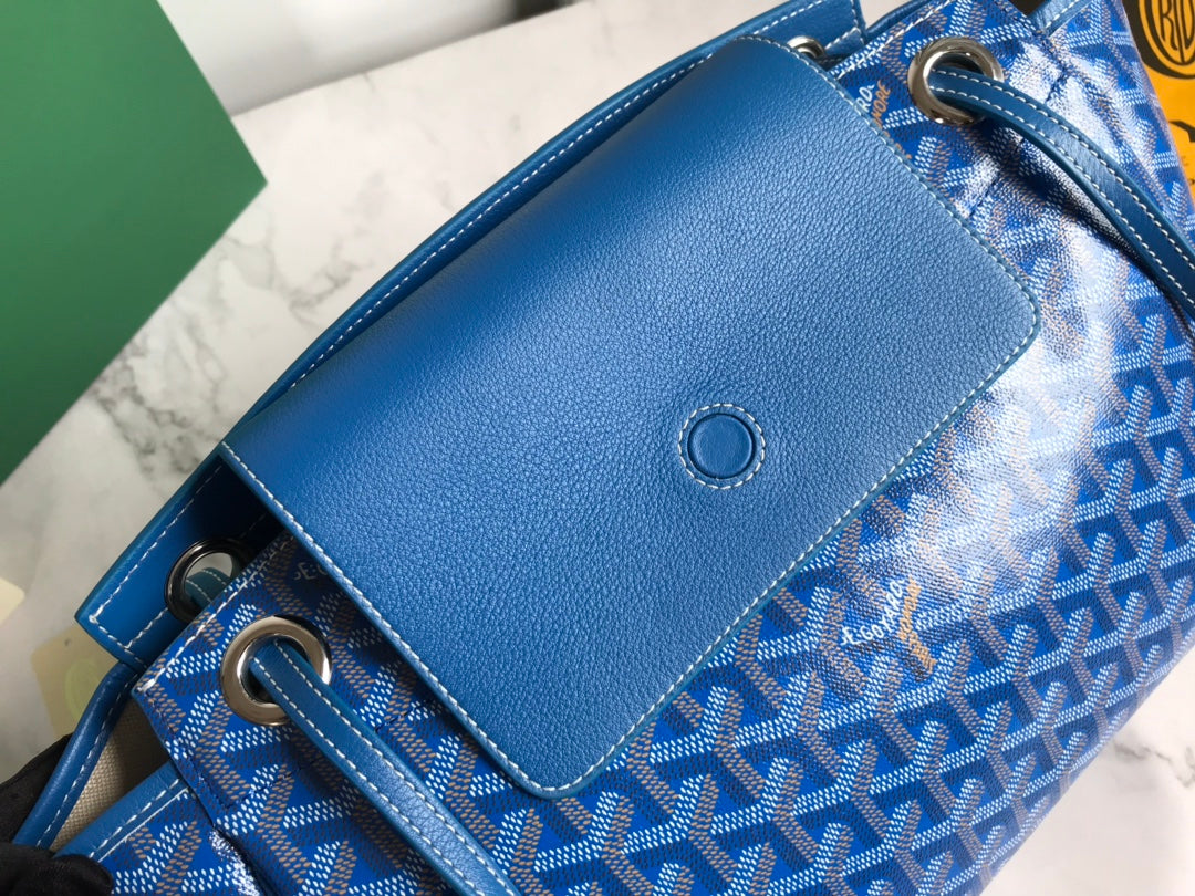 GOYA 26S ROUETTE PM TOTE BAG 30CM IN BLUE CANVAS AND CALFSKIN