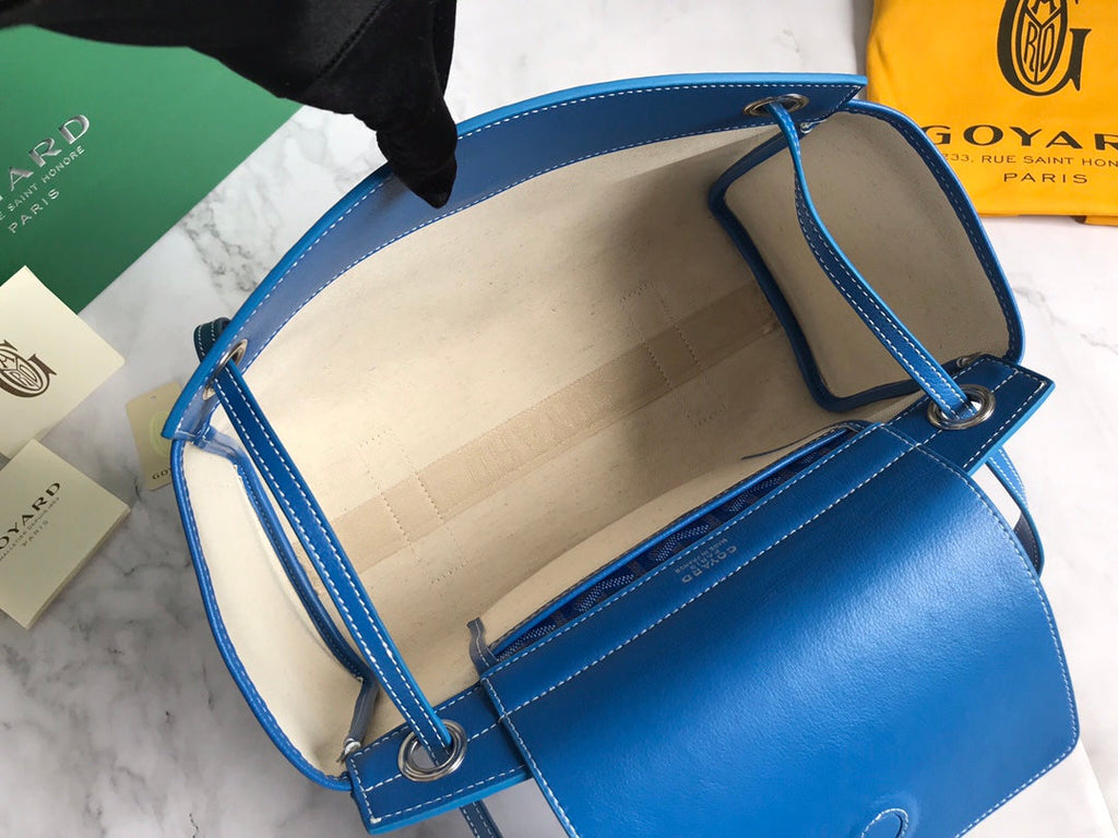 GOYA 26S ROUETTE PM TOTE BAG 30CM IN BLUE CANVAS AND CALFSKIN