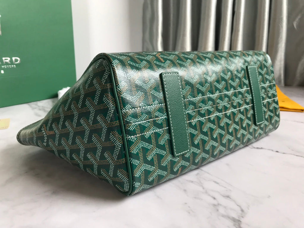 GOYA 26S ROUETTE PM TOTE BAG 30CM IN DARK GREEN CANVAS AND CALFSKIN
