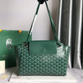 GOYA 26S ROUETTE PM TOTE BAG 30CM IN DARK GREEN CANVAS AND CALFSKIN