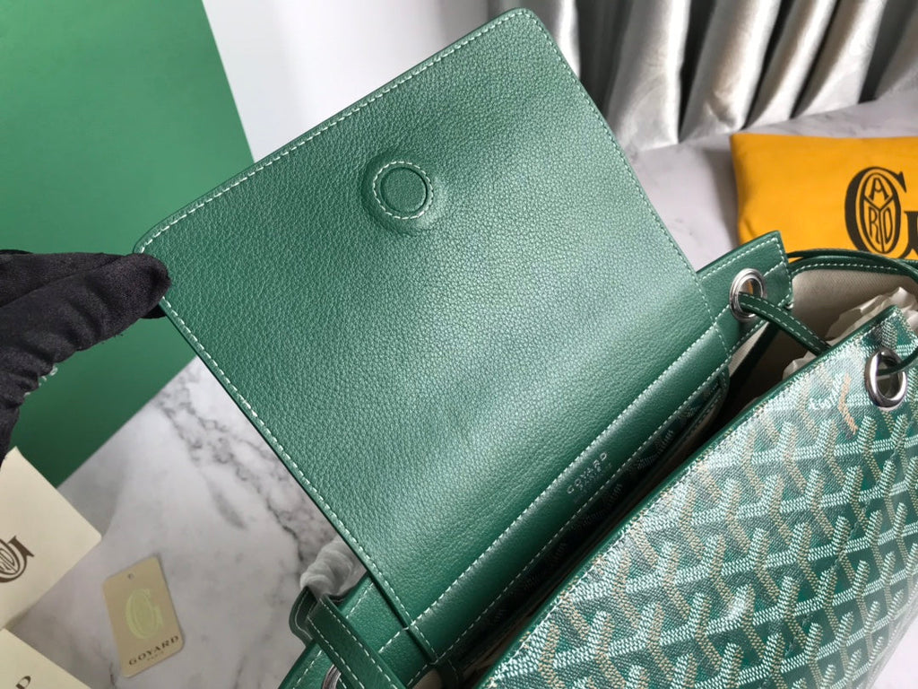 GOYA 26S ROUETTE PM TOTE BAG 30CM IN DARK GREEN CANVAS AND CALFSKIN