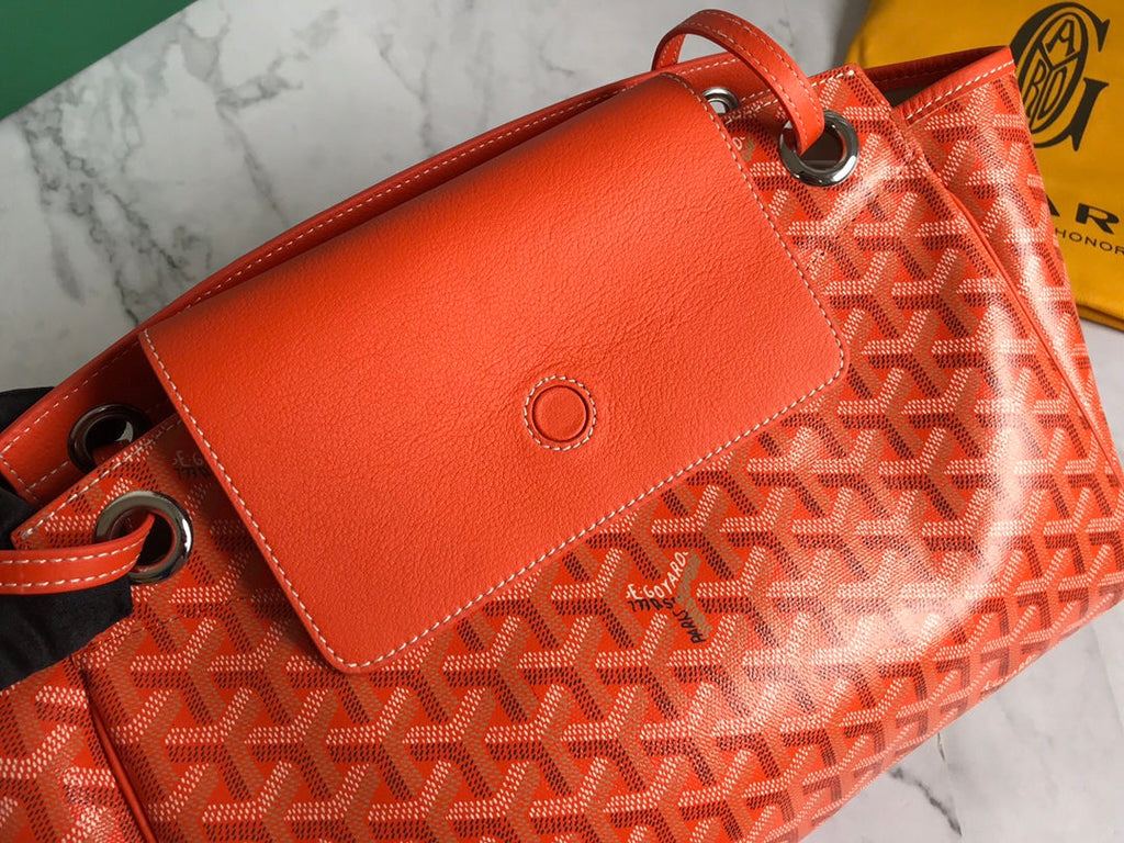 GOYA 26S ROUETTE PM TOTE BAG 30CM IN ORANGE CANVAS AND CALFSKIN