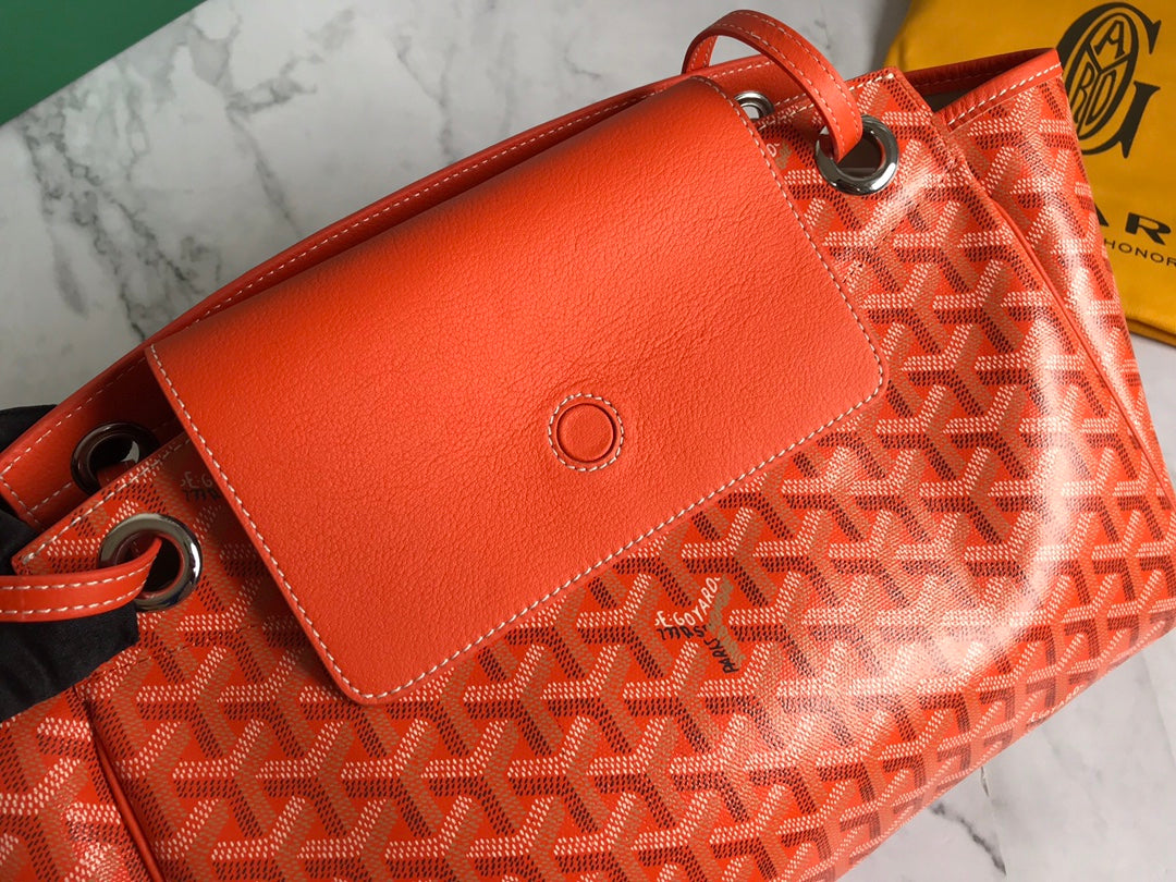 GOYA 26S ROUETTE PM TOTE BAG 30CM IN ORANGE CANVAS AND CALFSKIN