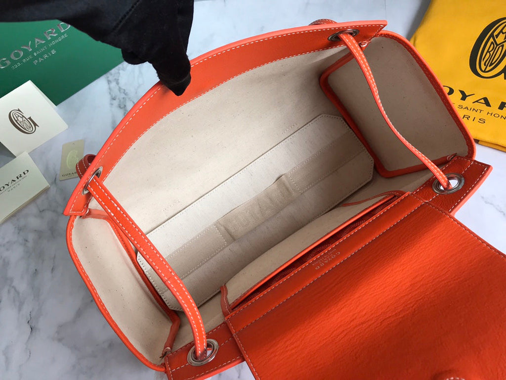 GOYA 26S ROUETTE PM TOTE BAG 30CM IN ORANGE CANVAS AND CALFSKIN