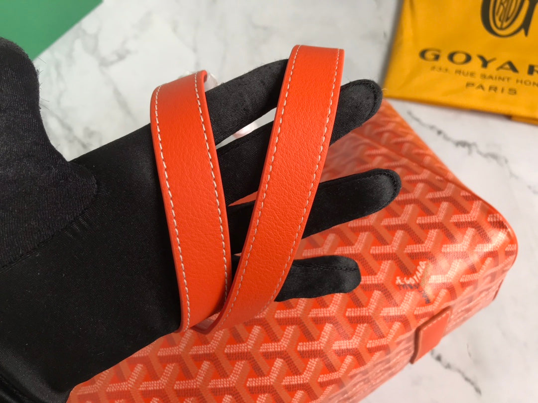 GOYA 26S ROUETTE PM TOTE BAG 30CM IN ORANGE CANVAS AND CALFSKIN