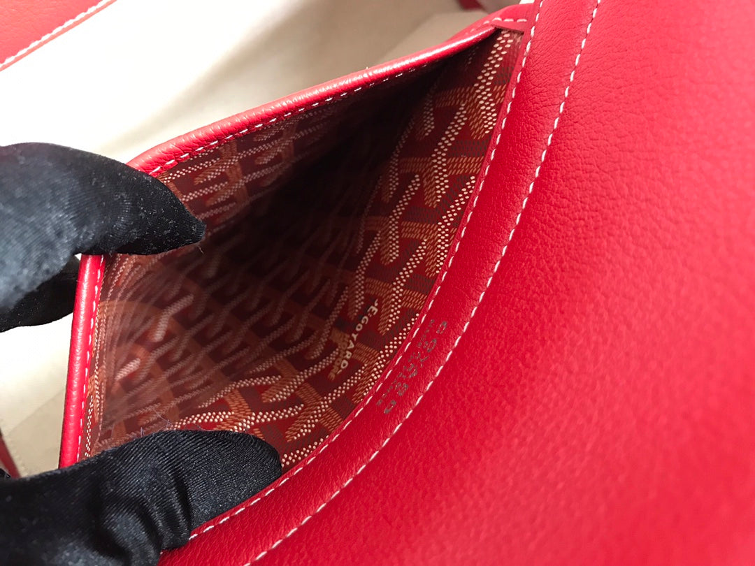GOYA 26S ROUETTE PM TOTE BAG 30CM IN DARK RED CANVAS AND CALFSKIN