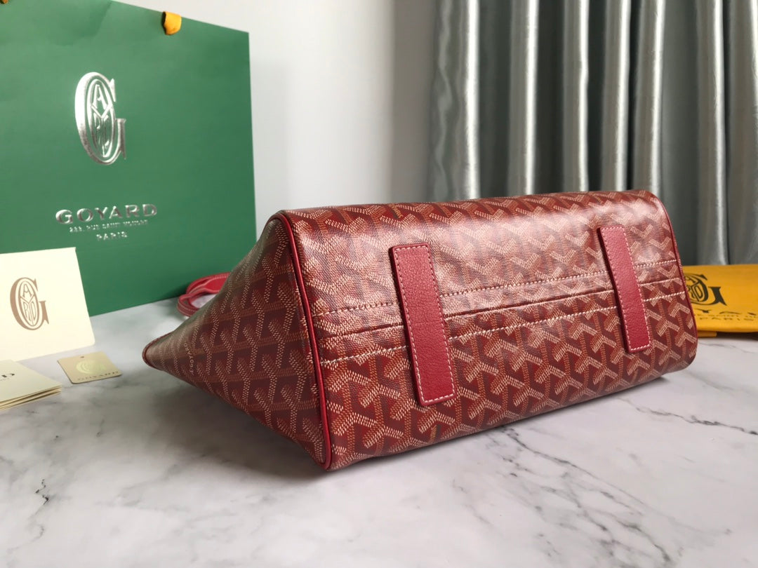 GOYA 26S ROUETTE PM TOTE BAG 30CM IN DARK RED CANVAS AND CALFSKIN