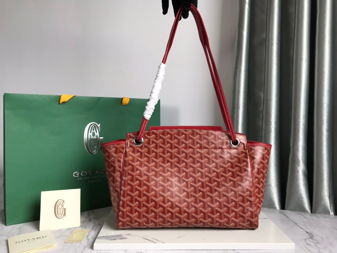 GOYA 26S ROUETTE PM TOTE BAG 30CM IN DARK RED CANVAS AND CALFSKIN