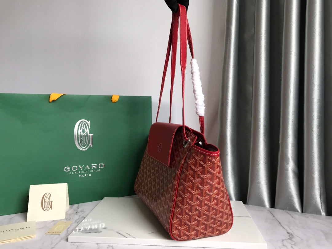 GOYA 26S ROUETTE PM TOTE BAG 30CM IN DARK RED CANVAS AND CALFSKIN