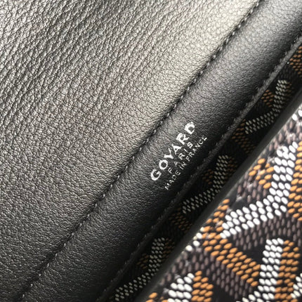 GOYA 26S ROUETTE PM TOTE BAG 30CM IN BLACK AND BROWN CANVAS AND CALFSKIN