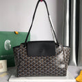 GOYA 26S ROUETTE PM TOTE BAG 30CM IN BLACK AND BROWN CANVAS AND CALFSKIN