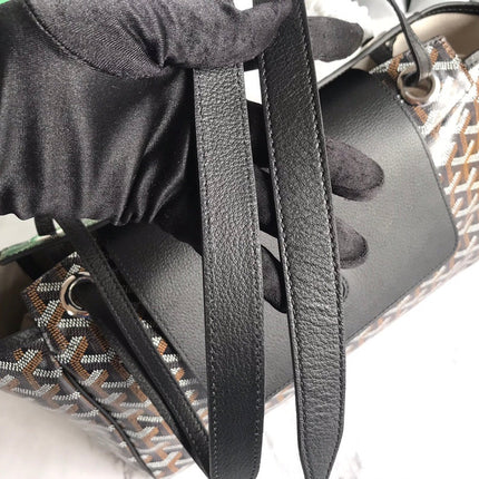 GOYA 26S ROUETTE PM TOTE BAG 30CM IN BLACK AND BROWN CANVAS AND CALFSKIN