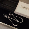 MIUMIU 26S CRYSTAL DOUBLE LOOP DROP EARRINGS IN SILVER TONE METAL 630846