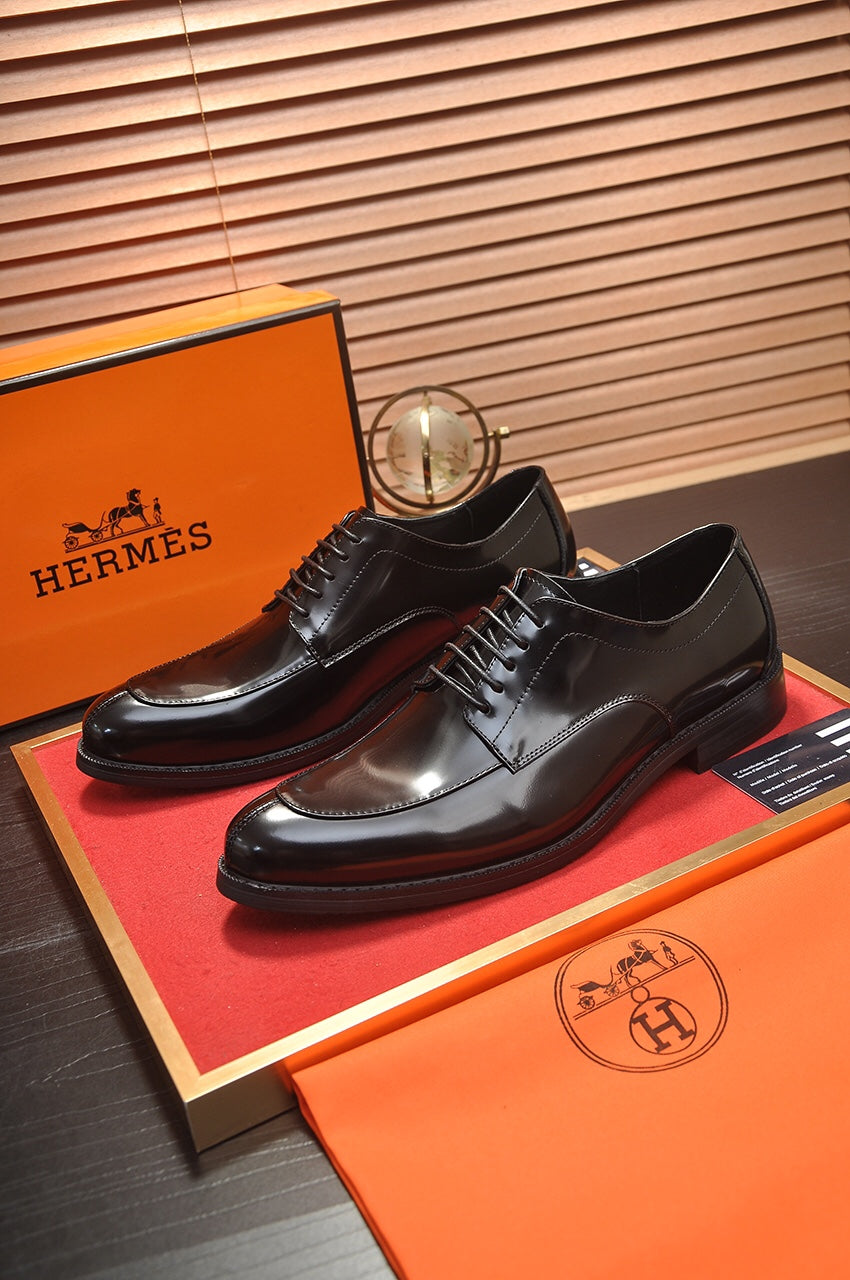 HM BUSINESS LACE UP SHOES GLOSSY BLACK CALFSKIN