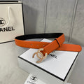 CC 26S BELT 30 MM IN ORANGE CALFSKIN STONE EMBELLISHED SILVER TONE 661125