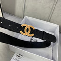 CC 26S BELT 30 MM IN BLACK CALFSKIN STONE EMBELLISHED GOLD TONE 661126