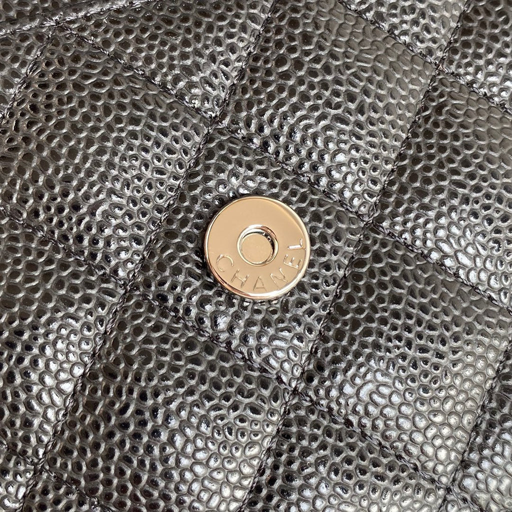 CHANEL 25S WALLET ON CHAIN 19 IN BLACK CALFSKIN SILVER HARDWARE