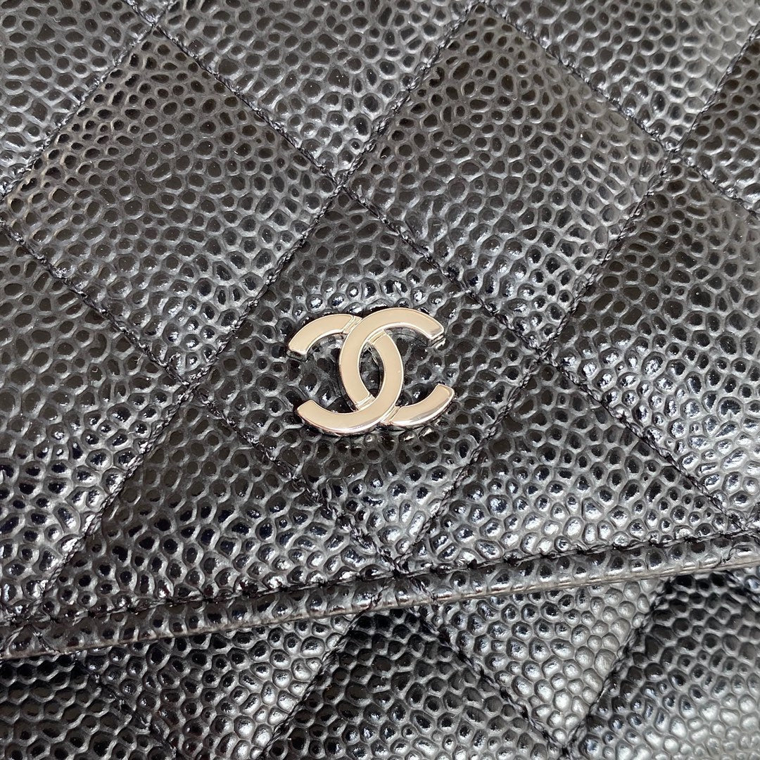 CHANEL 25S WALLET ON CHAIN 19 IN BLACK CALFSKIN SILVER HARDWARE