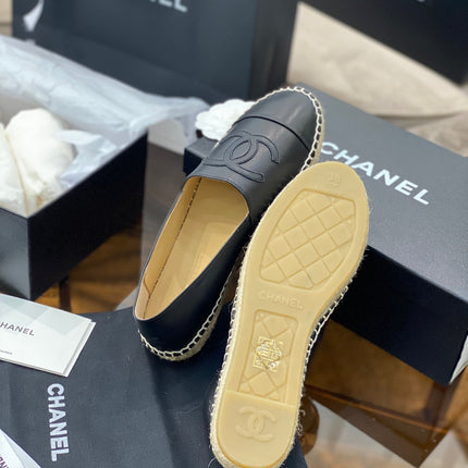 CC ESPADRILLES PLATFORM IN ALL BLACK CALFSKIN