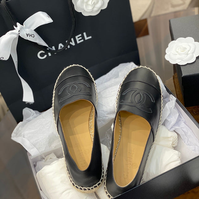 CC ESPADRILLES PLATFORM IN ALL BLACK CALFSKIN