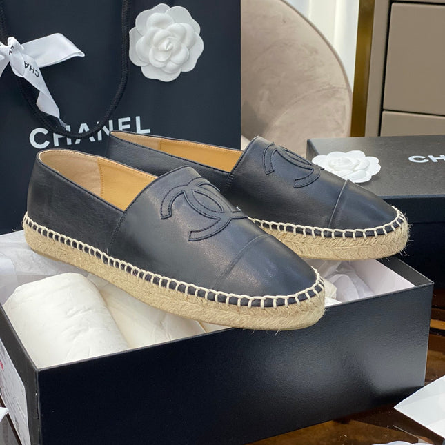 CC ESPADRILLES PLATFORM IN ALL BLACK CALFSKIN
