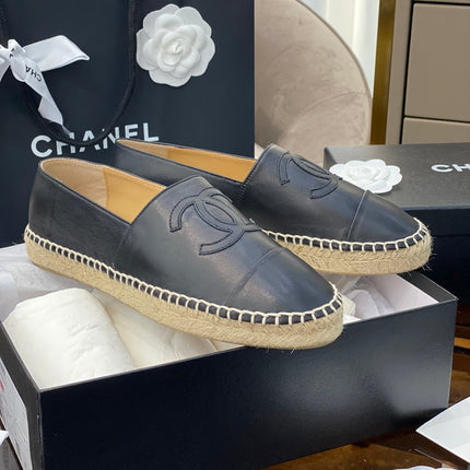 CC ESPADRILLES PLATFORM IN ALL BLACK CALFSKIN