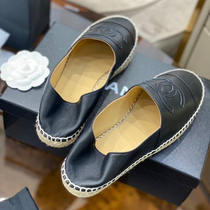 CC ESPADRILLES PLATFORM IN ALL BLACK CALFSKIN