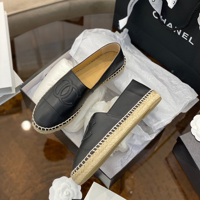 CC ESPADRILLES PLATFORM IN ALL BLACK CALFSKIN
