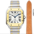 SANTOS MEDIUM MODEL DE CARTIER WATCH SILVER AND GOLD CASE WITH CRYSTALS