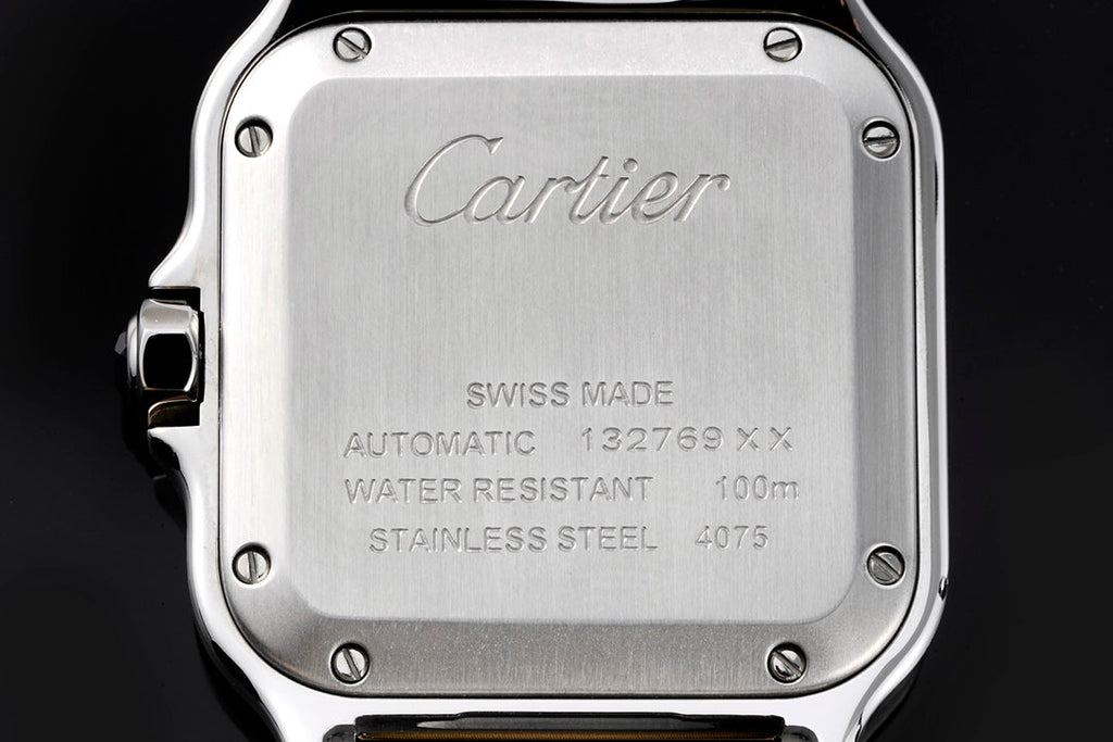 SANTOS MEDIUM MODEL DE CARTIER WATCH SILVER AND GOLD CASE WITH CRYSTALS