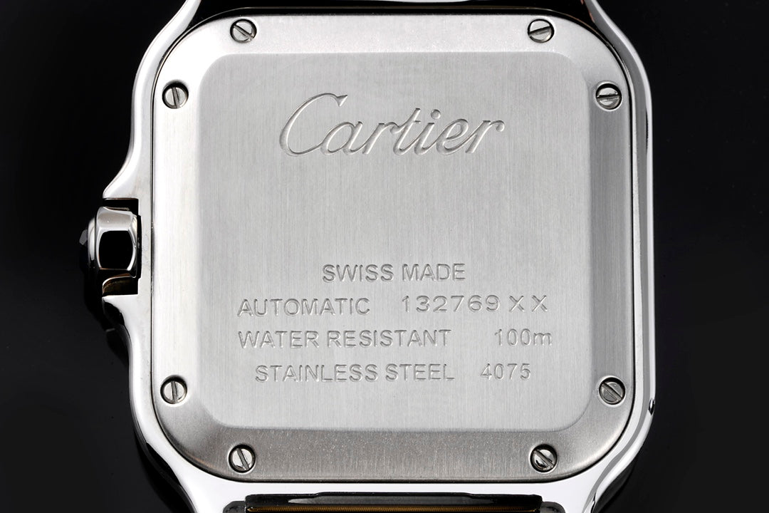 SANTOS MEDIUM MODEL DE CARTIER WATCH SILVER AND GOLD CASE WITH CRYSTALS