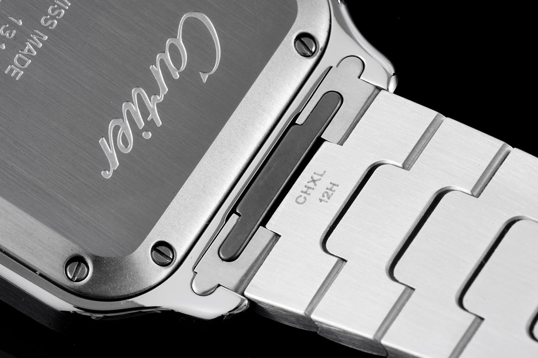 SANTOS MEDIUM MODEL DE CARTIER WATCH SILVER CASE WITH WHITE DIAL