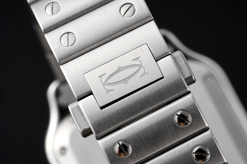SANTOS MEDIUM MODEL DE CARTIER WATCH SILVER CASE WITH WHITE DIAL