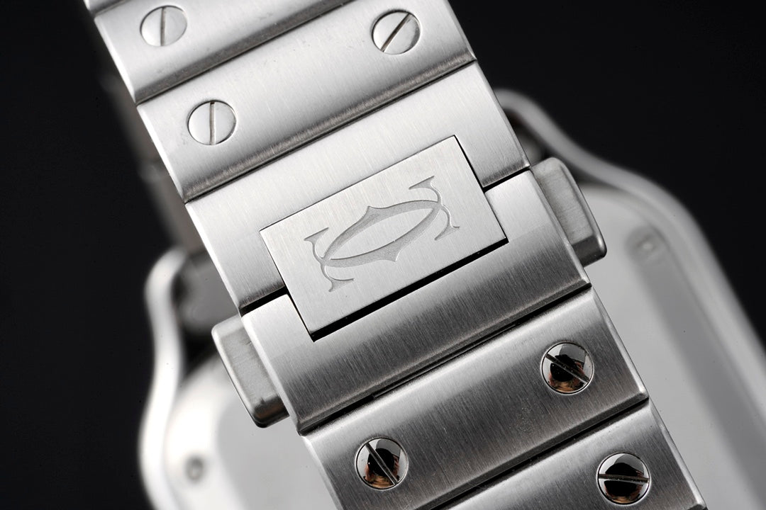 SANTOS MEDIUM MODEL DE CARTIER WATCH SILVER CASE WITH WHITE DIAL