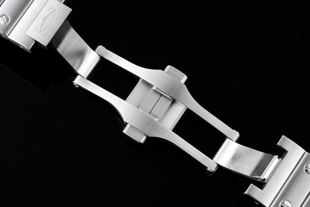 SANTOS MEDIUM MODEL DE CARTIER WATCH SILVER CASE WITH WHITE DIAL
