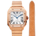 SANTOS MEDIUM MODEL DE CARTIER WATCH ROSE GOLD CASE WITH CRYSTALS