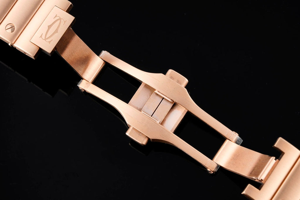 SANTOS MEDIUM MODEL DE CARTIER WATCH ROSE GOLD CASE WITH CRYSTALS