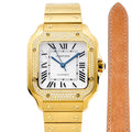 SANTOS MEDIUM MODEL DE CARTIER WATCH GOLD CASE WITH CRYSTALS