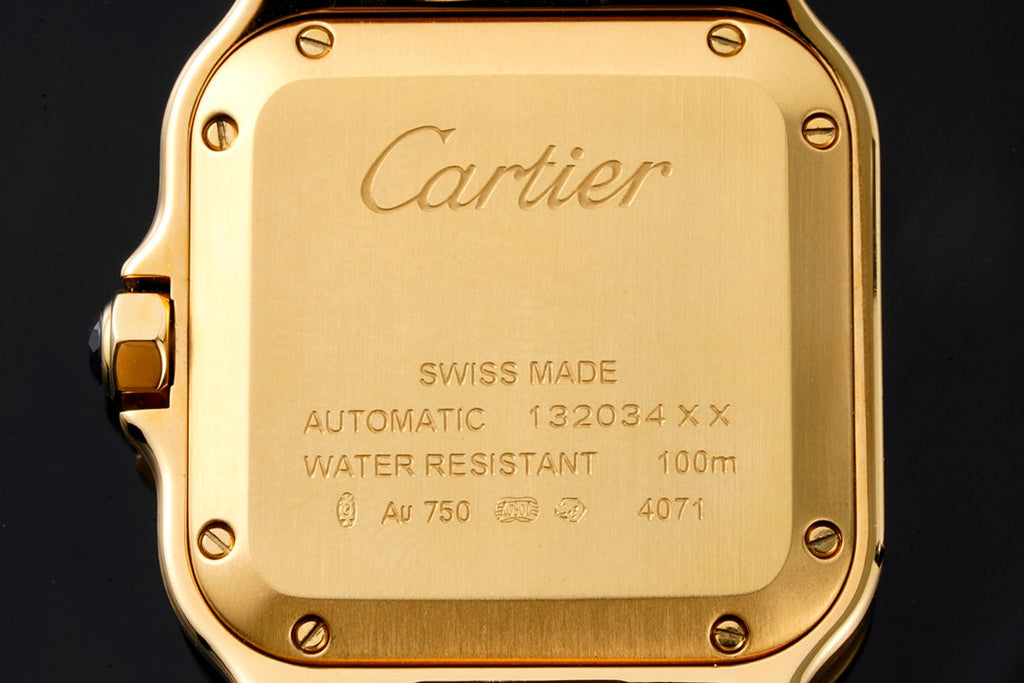 SANTOS MEDIUM MODEL DE CARTIER WATCH GOLD CASE WITH CRYSTALS