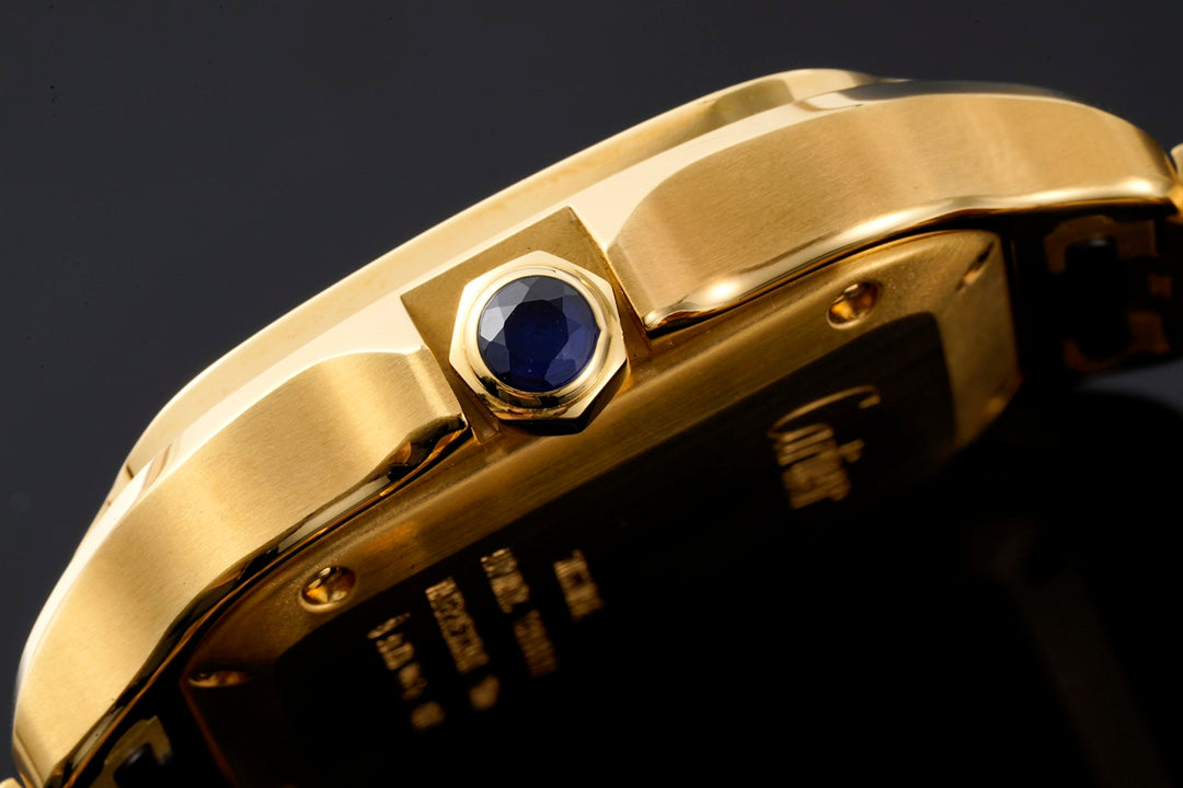 SANTOS MEDIUM MODEL DE CARTIER WATCH GOLD CASE WITH CRYSTALS