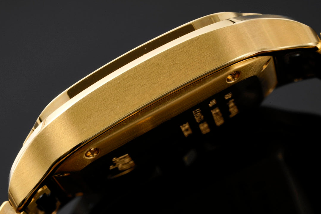 SANTOS MEDIUM MODEL DE CARTIER WATCH GOLD CASE WITH CRYSTALS