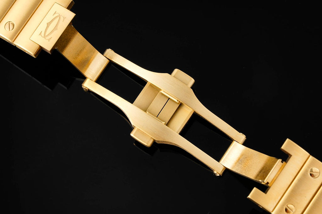 SANTOS MEDIUM MODEL DE CARTIER WATCH GOLD CASE WITH CRYSTALS