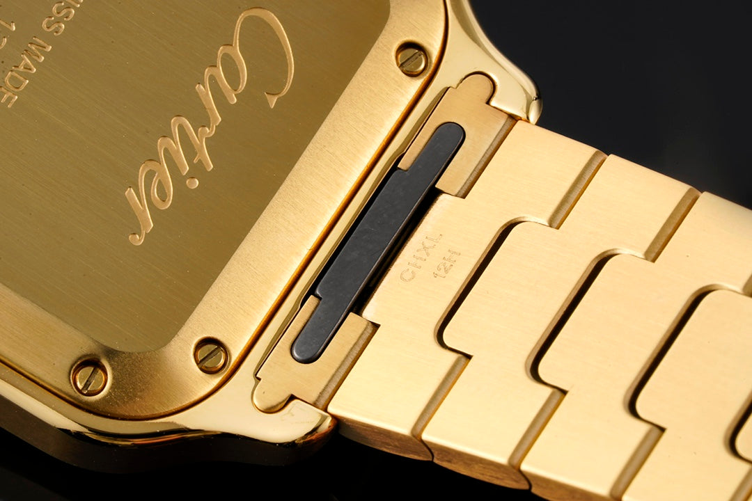 SANTOS MEDIUM MODEL DE CARTIER WATCH GOLD CASE WITH CRYSTALS