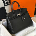 HM BIRKIN BAG 30 IN BLACK CALFSKIN SILVER BUCKLE
