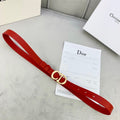 DIOR 25S BELT 20 MM IN RED CALFSKIN WITH GOLD HARDWARE 590777