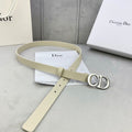 DIOR 25S BELT 20 MM IN BEIGE WHITE CALFSKIN WITH SILVER HARDWARE 590776