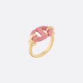 CD 26S PINK ENAMEL LINK CHAIN RING IN GOLD METAL