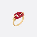 CD 26S RED ENAMEL LINK CHAIN RING IN GOLD METAL 633222