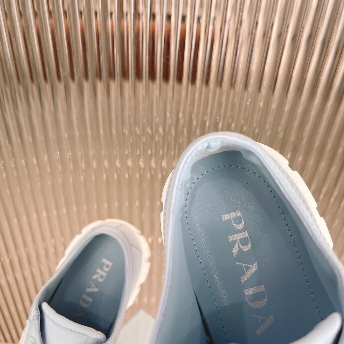 PRADA 26S WEDGE SNEAKERS 50MM IN LIGHT BLUE NYLON FABRIC