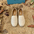 PRADA 26S ESPADRILLE FLATS IN LIGHT BEIGE CANVAS EMBROIDERED LOGO
